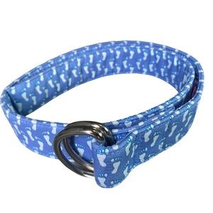 🍀 $10 3/$25! Vineyard Vines barefoot print cotton D-ring belt blue S